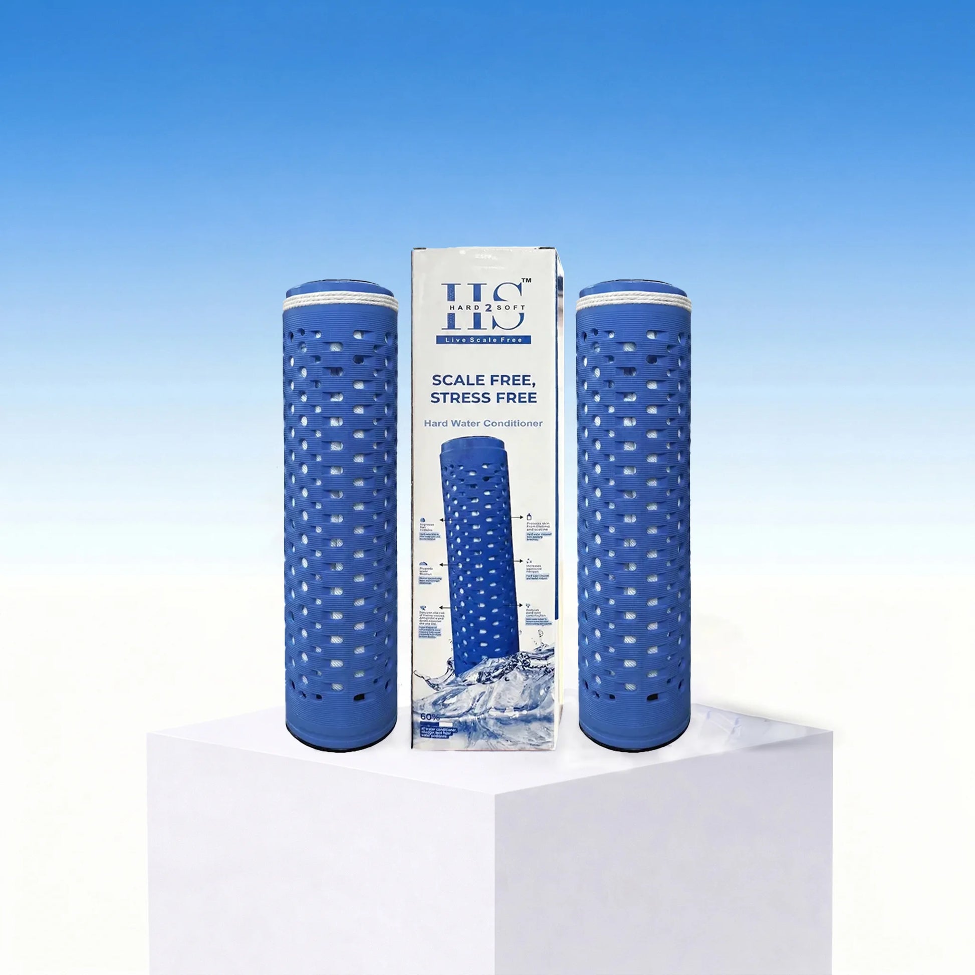 H2S Hard2Soft hard water conditioner cartridges with product box